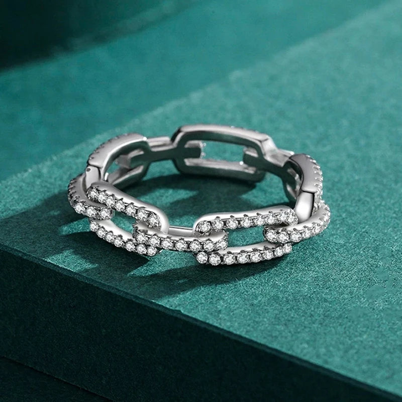 925 Silver Geometric Zircon Stackable Ring