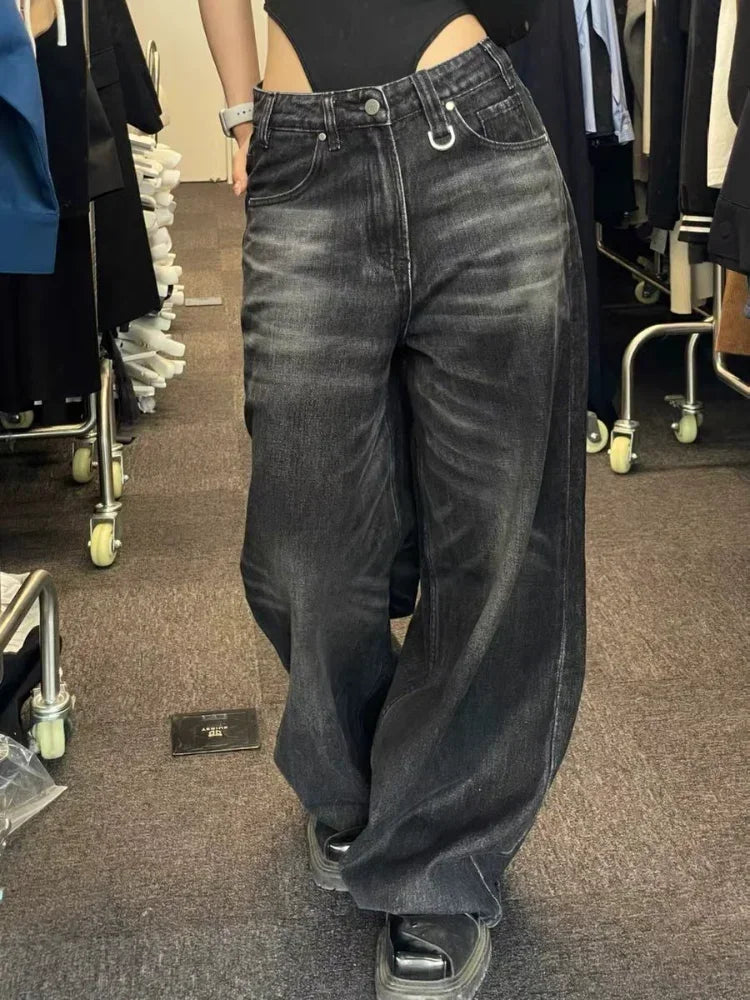 Vintage Wide Leg Jeans – Oversized High Street Baggy Denim Trousers