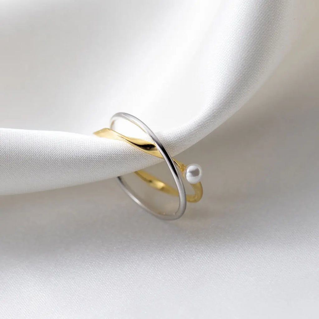 925 Silver Cross Pearl Ring