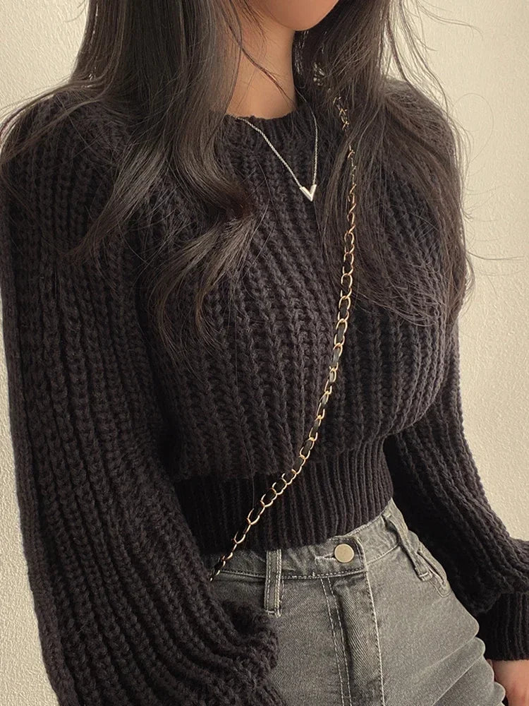 Loose Lantern Sleeve Knit Sweater – Long Sleeve