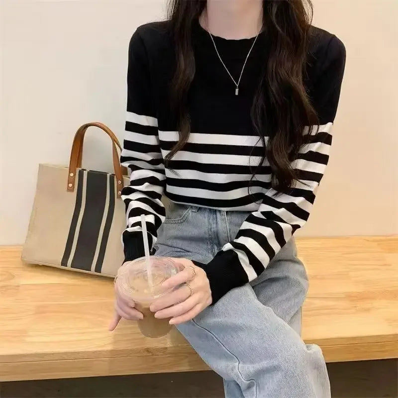Floral Striped Knit Pullover — Preppy Style