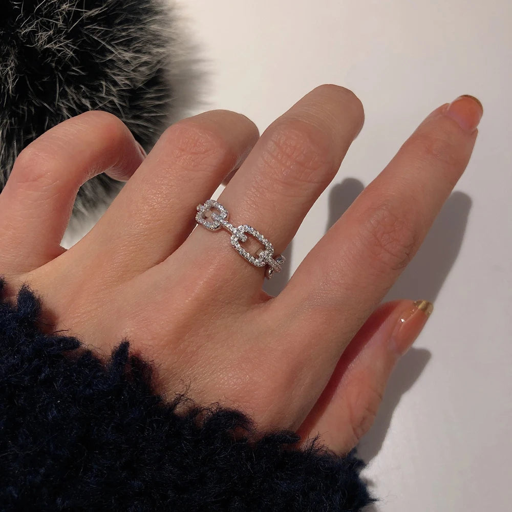 925 Silver Geometric Zircon Stackable Ring