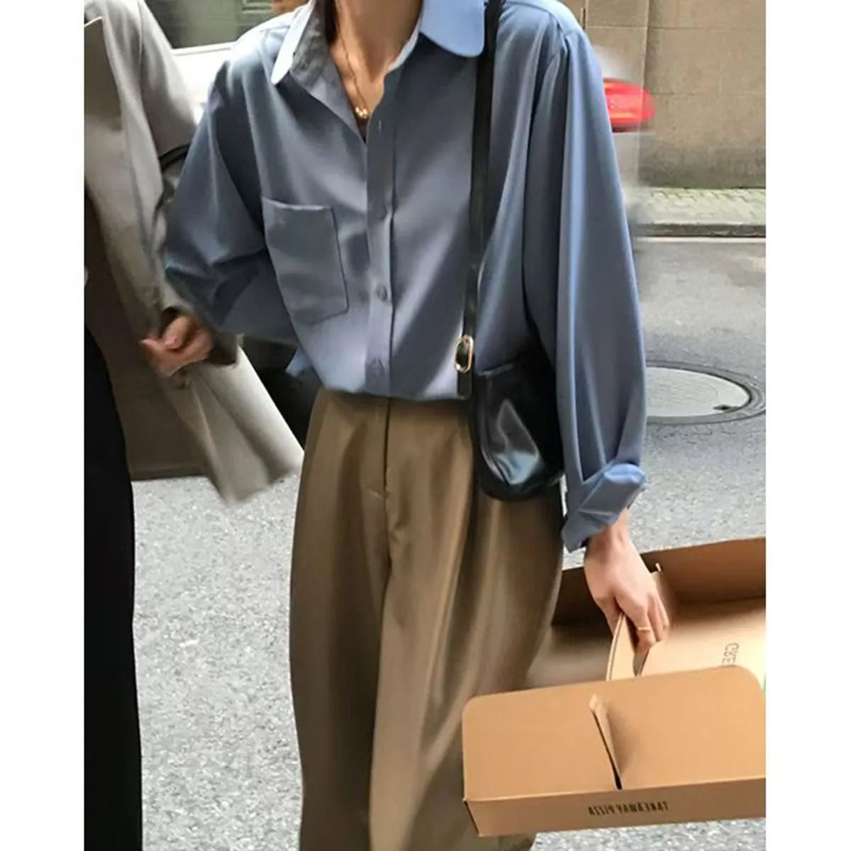 Long Sleeve Elegant Blouse – Loose Fit Office Wear