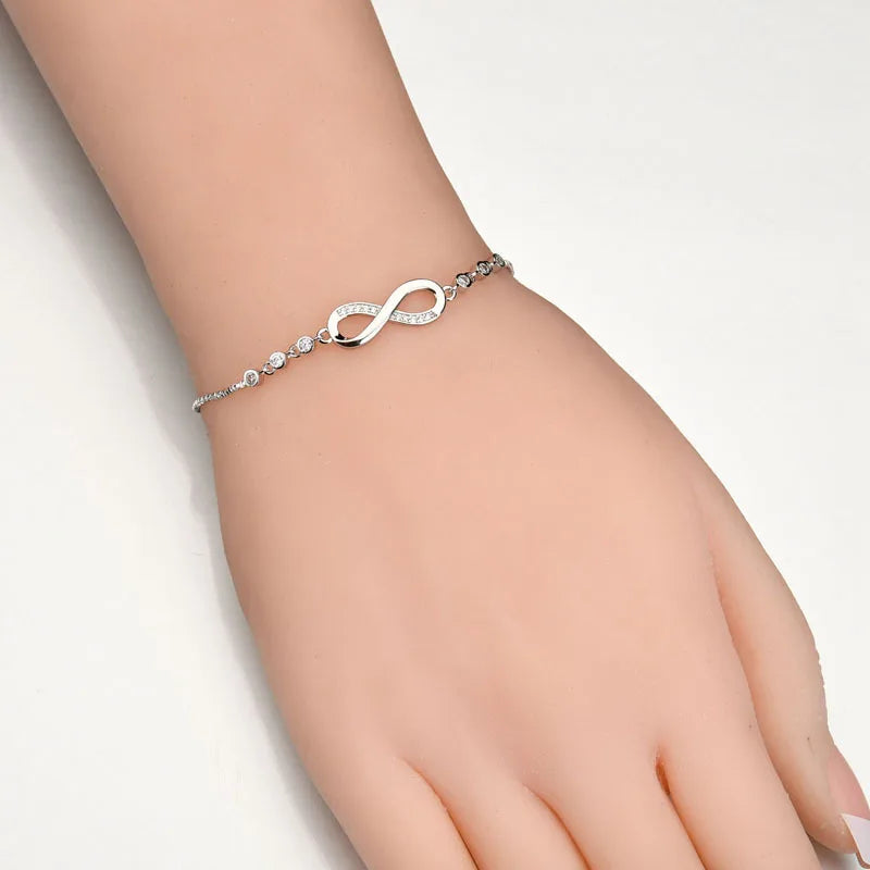 925 Sterling Silver Zircon Star Pendant Bracelet