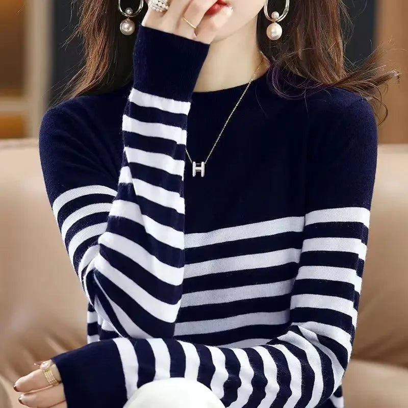 Floral Striped Knit Pullover — Preppy Style