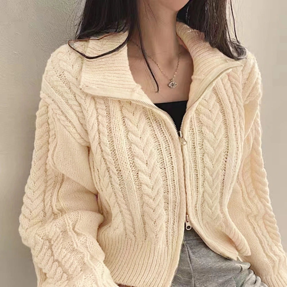 Short Coat Knit Sweater – Button Cardigan