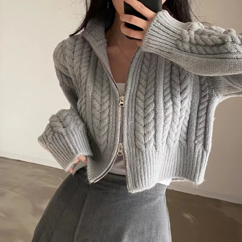 Short Coat Knit Sweater – Button Cardigan
