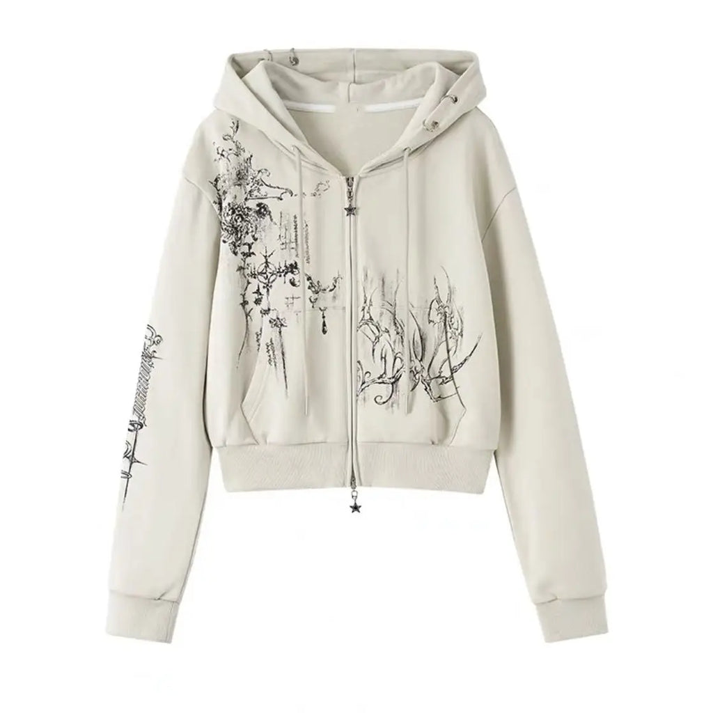 Gothic Zip Hoodie – Double Zipper Vintage Style