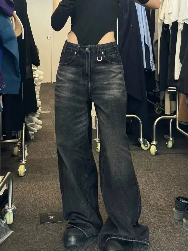Vintage Wide Leg Jeans – Oversized High Street Baggy Denim Trousers