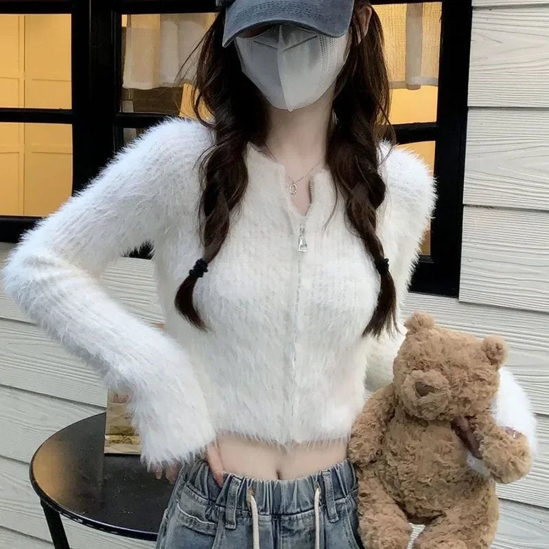 Faux Mink Knit Cardigan