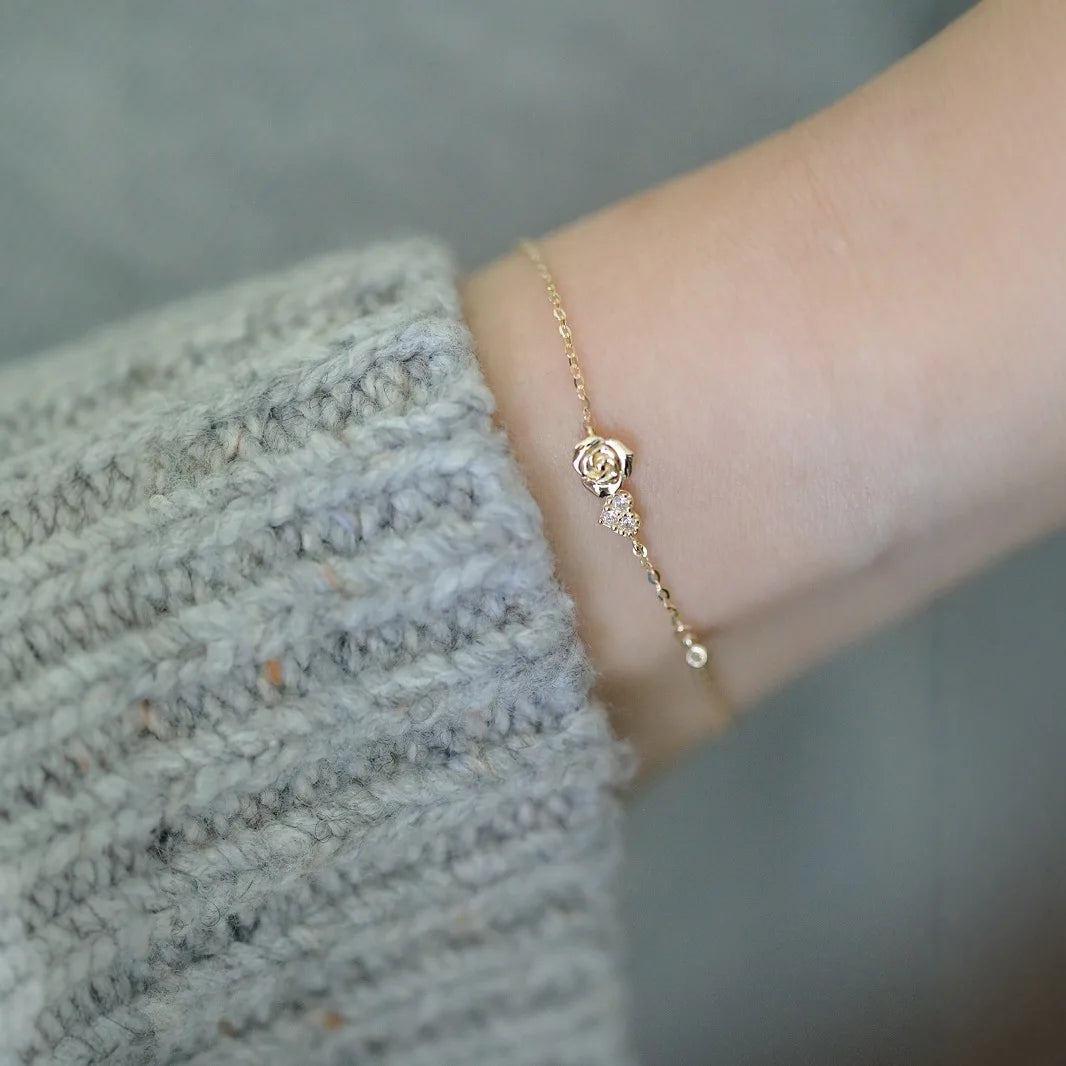 925 Sterling Silver Zircon Rose Bracelet