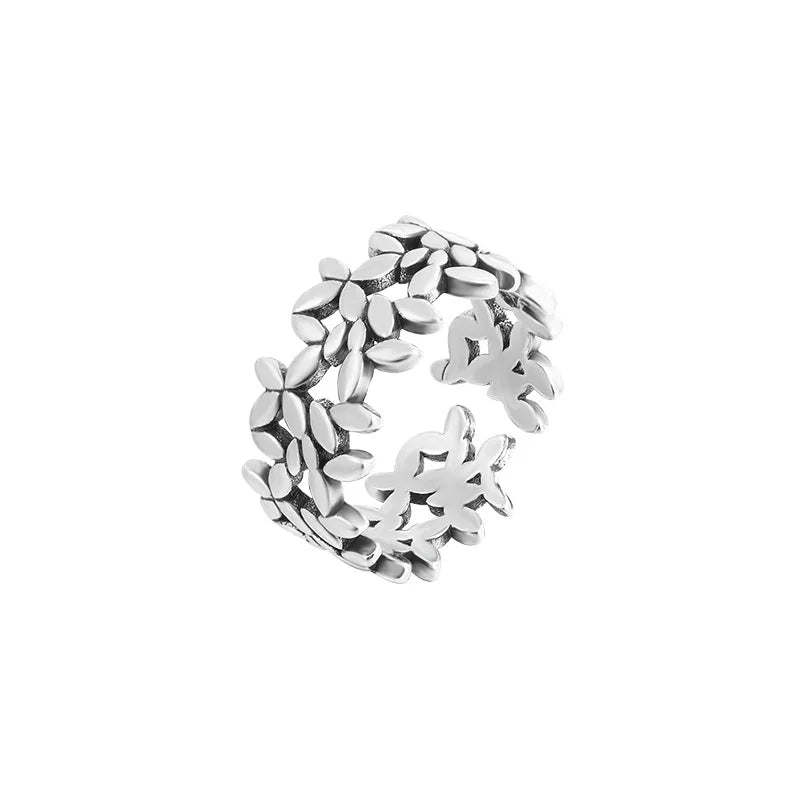 925 Silver Small Leaf Plant Ring