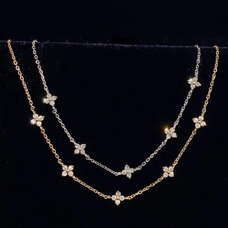 925 Silver Crystal Flower Bracelet