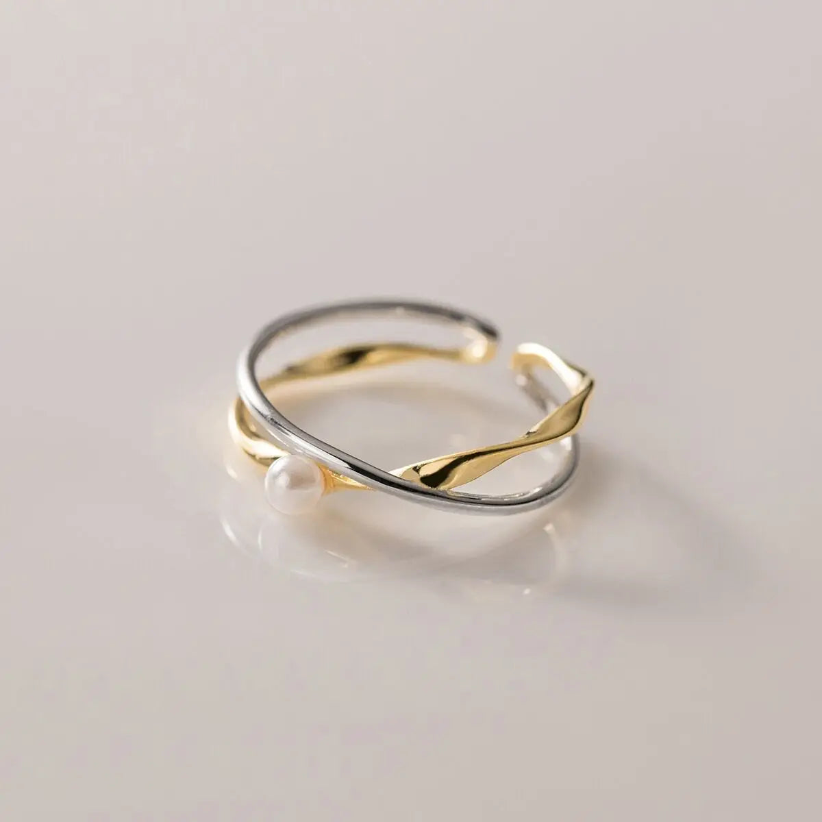 925 Silver Cross Pearl Ring