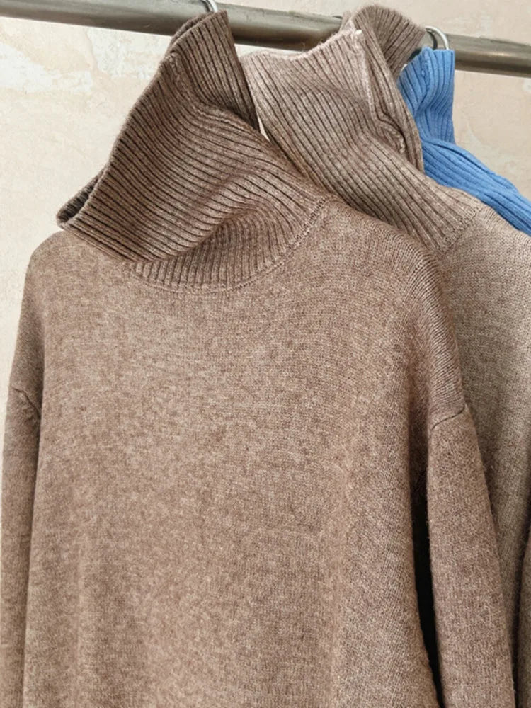 Turtleneck Sweater Dress – Loose Casual Knit Dress