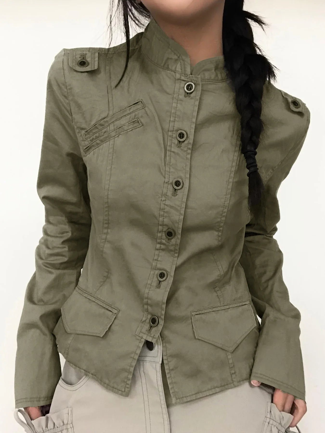 Green Cargo Jacket – Slim & Structured
