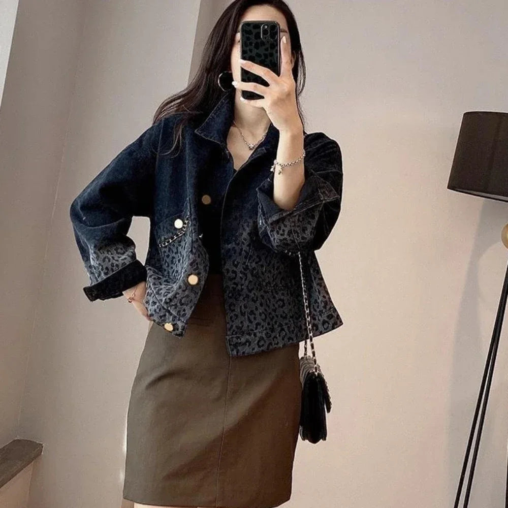 Leopard Print Denim Shorts – Graphic Crop Style