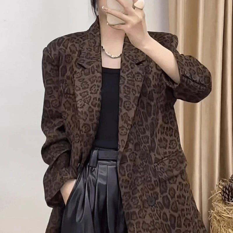 Leopard Print Blazer – Oversized Vintage Office Style
