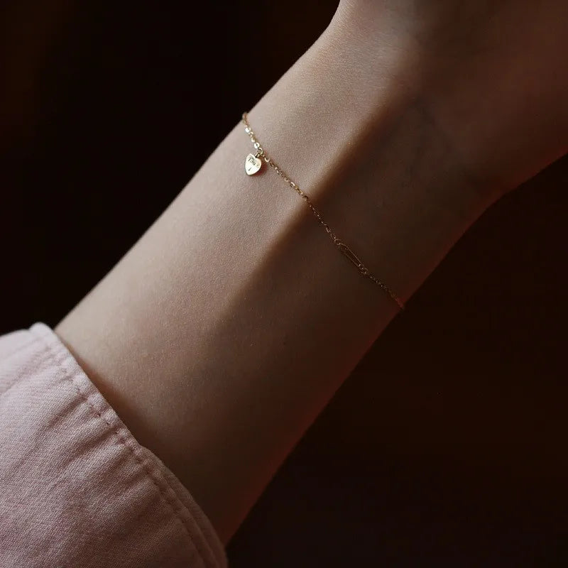 925 Sterling Silver Plated Gold Heart Bracelet