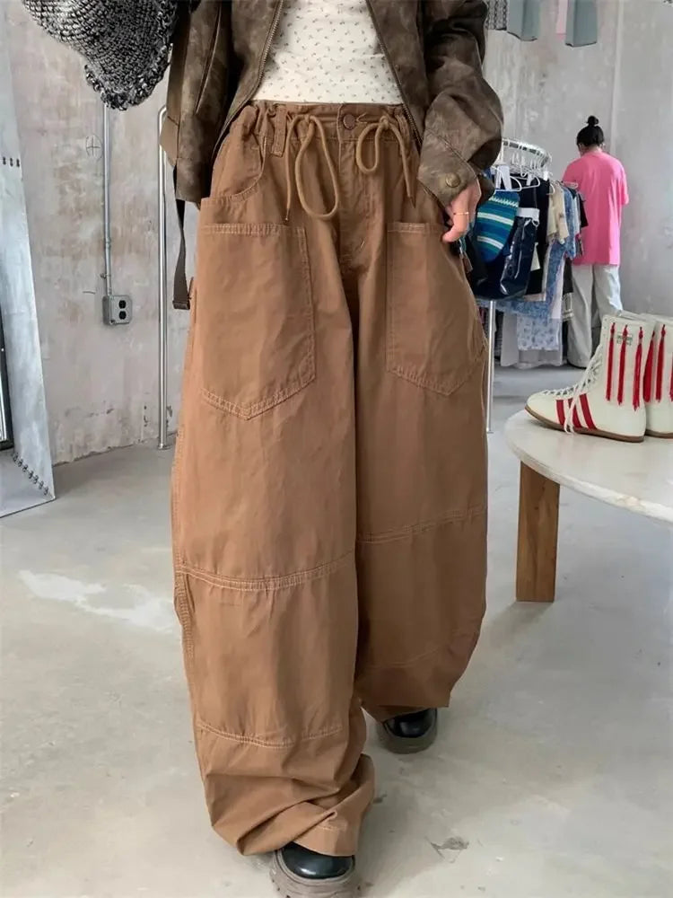 Vintage Baggy Cargo Jeans – Oversized Streetwear Denim Pants with Pockets