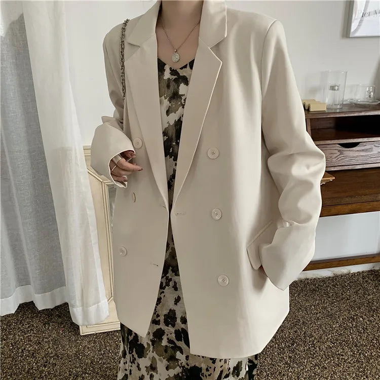 Mid-Length Suit Jacket – Loose Blazer for Work