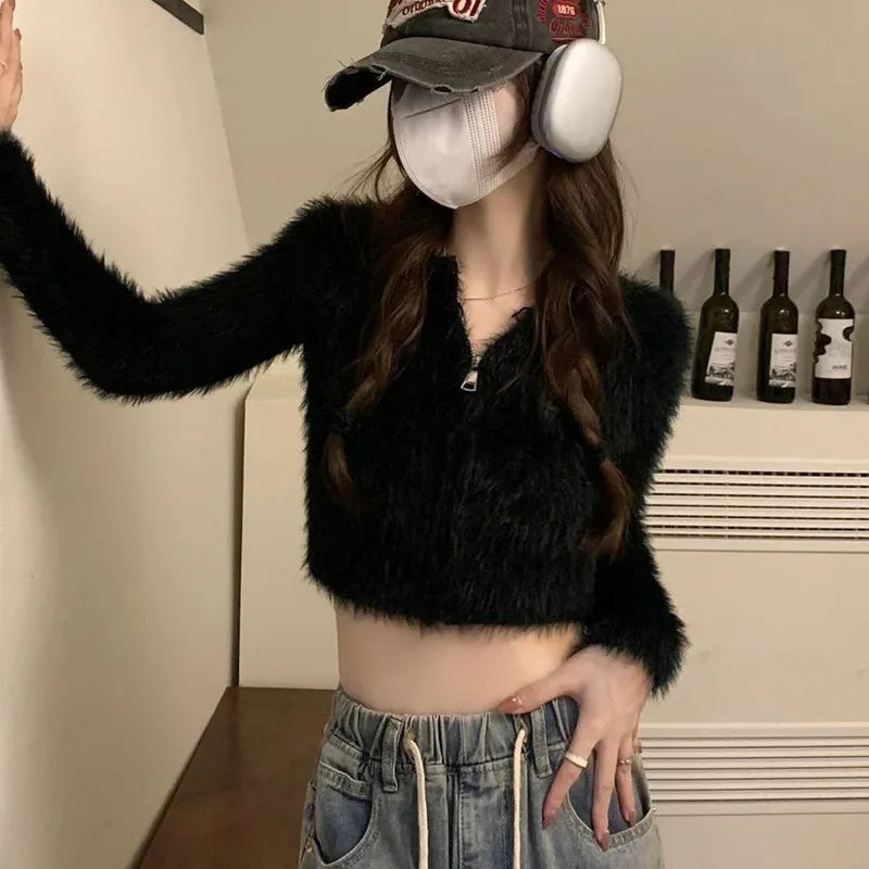 Faux Mink Knit Cardigan