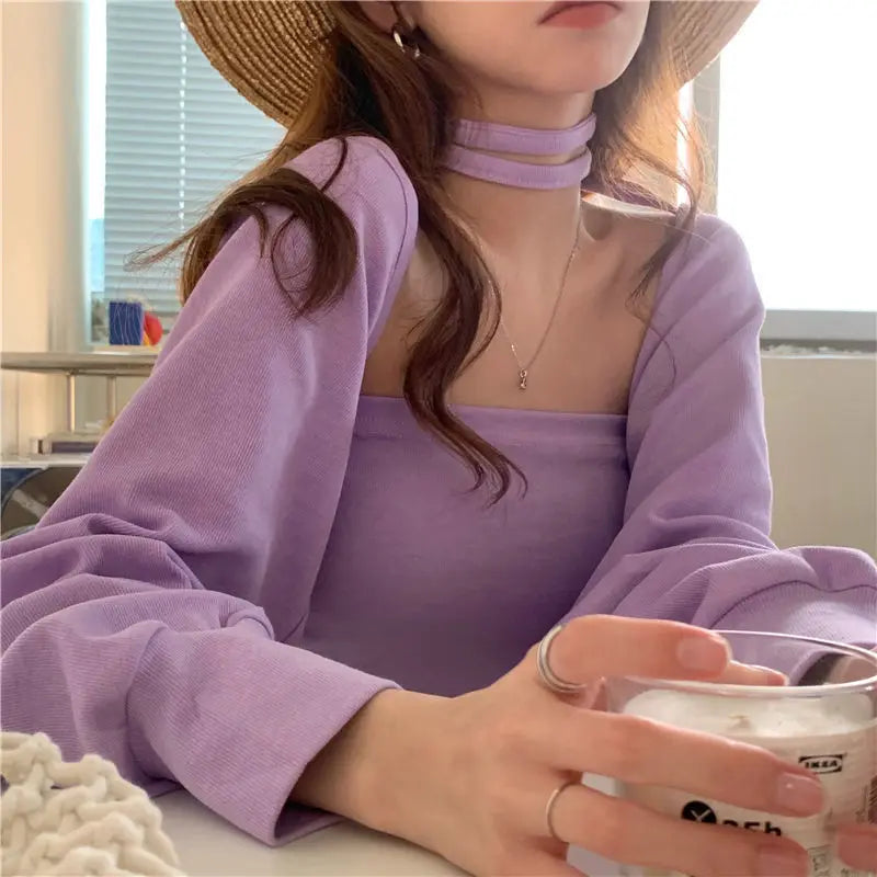 Lace-Up Cropped Knit Cardigan