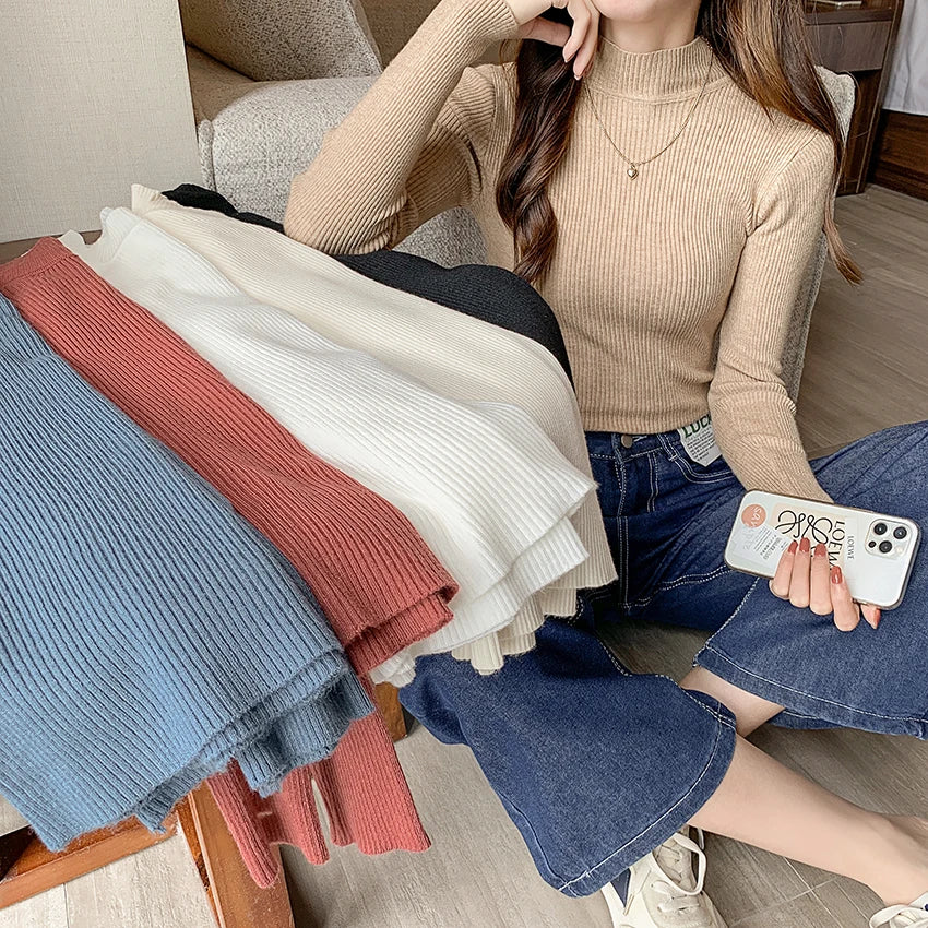 Slim Turtleneck Pullover — Stretch Knit