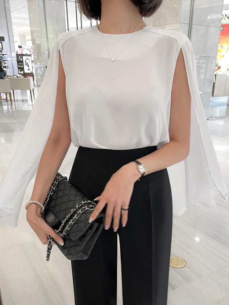 Chiffon Batwing Sleeve Blouse – Loose & Breezy
