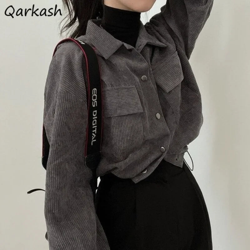 Corduroy Crop Jacket – Vintage Casual Fit