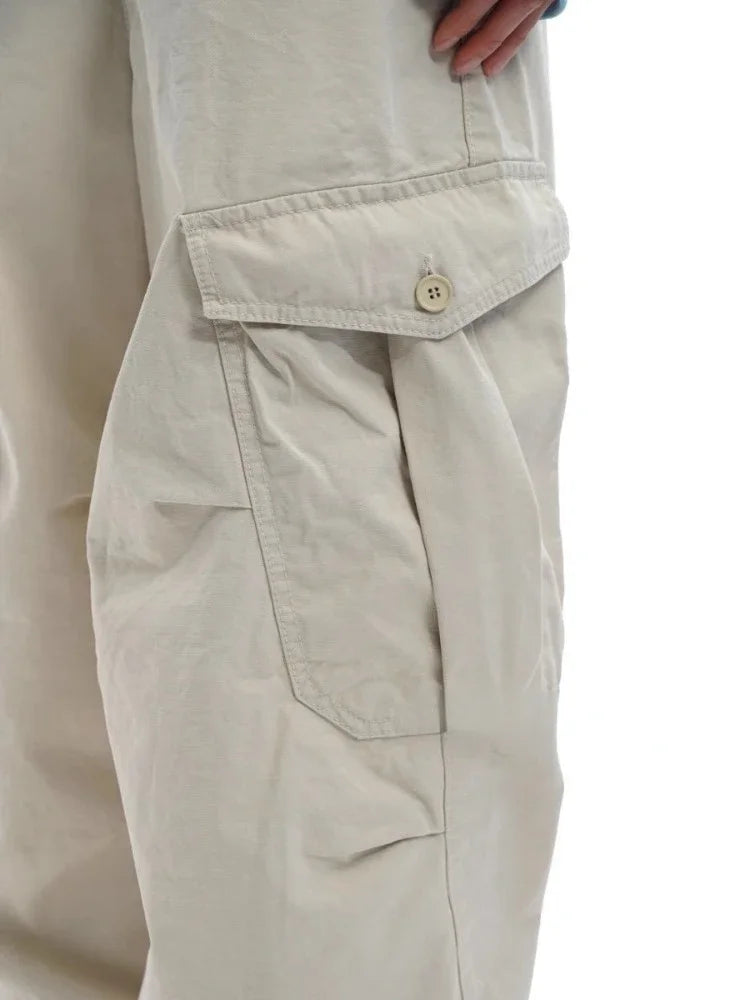 Loose Streetwear Cargo Pants – Summer Thin Straight Trousers with Pockets