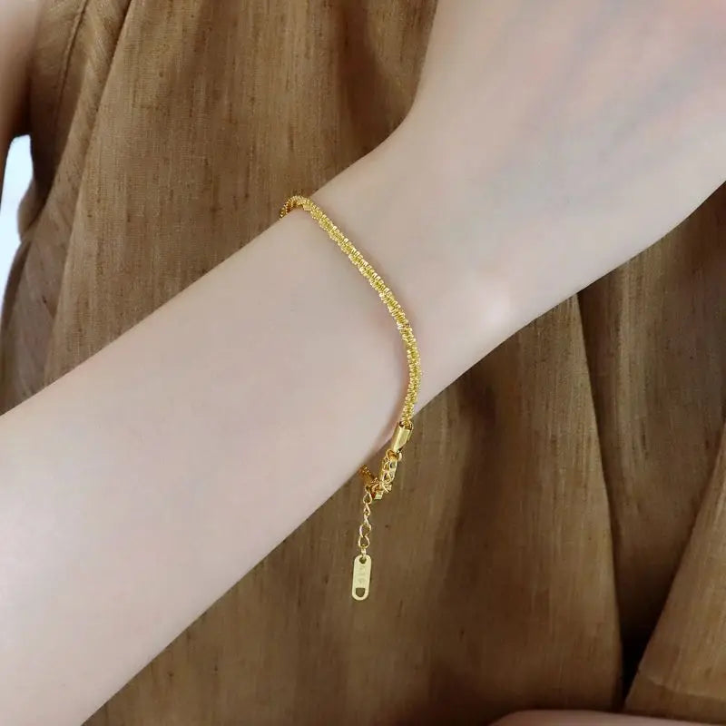 925 Sterling Silver Sparkling Gold Bracelet