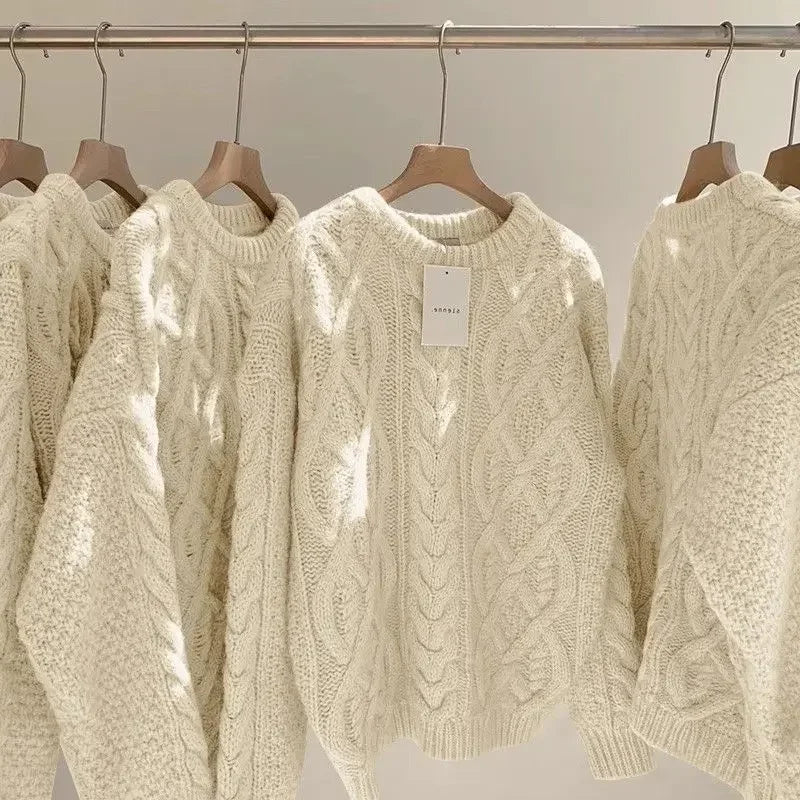 Off-White Fried Dough Twist Sweater – Thickened Wool Knit Top