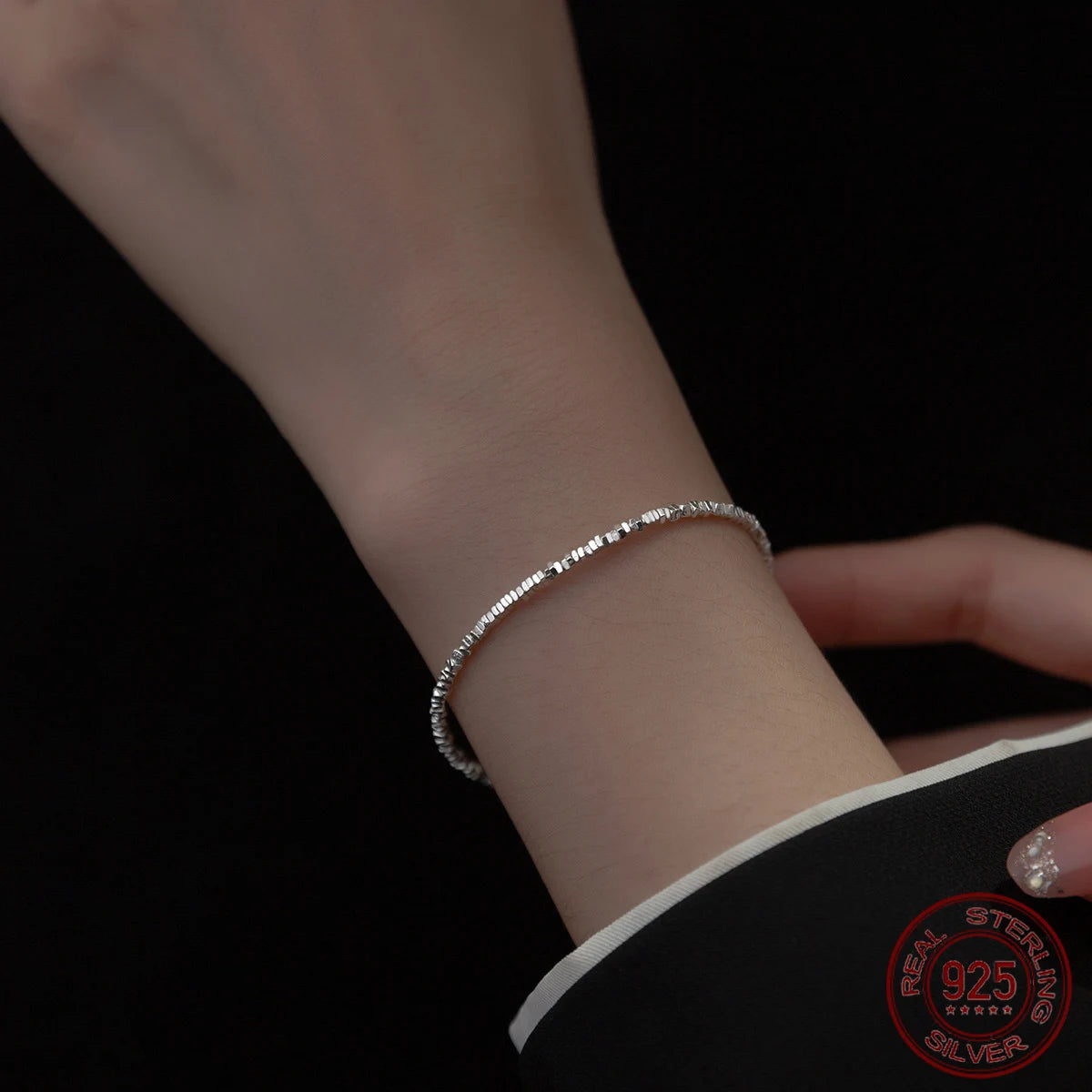 925 Sterling Silver Irregular Bracelet Set