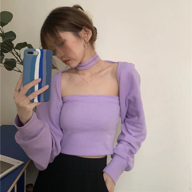 Lace-Up Cropped Knit Cardigan