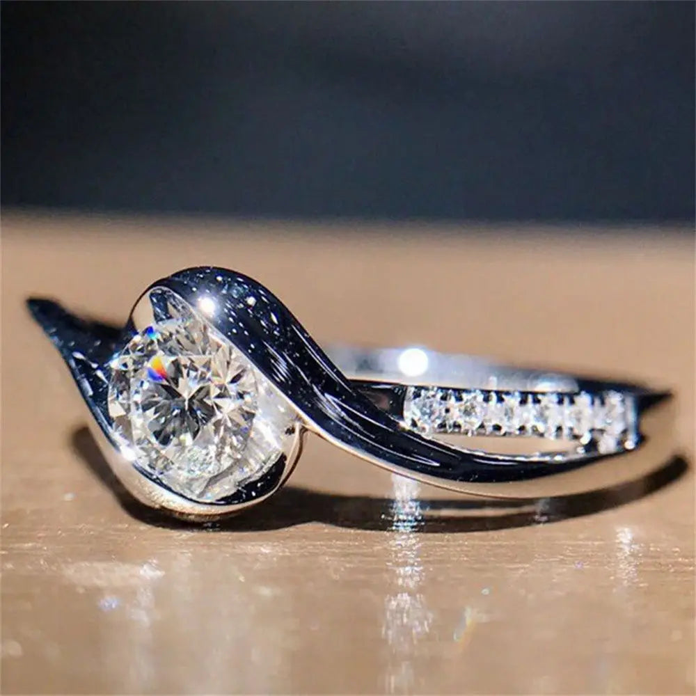 925 Silver White Sapphire Zircon Ring