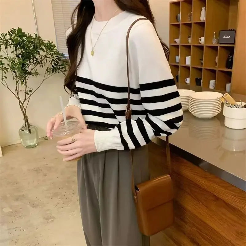 Floral Striped Knit Pullover — Preppy Style