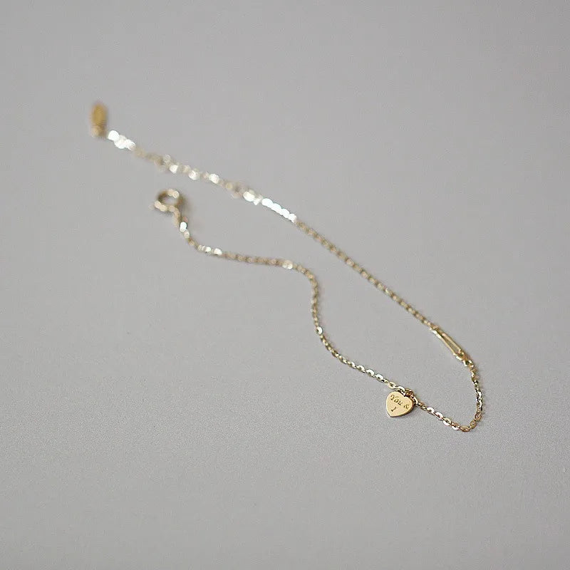 925 Sterling Silver Plated Gold Heart Bracelet