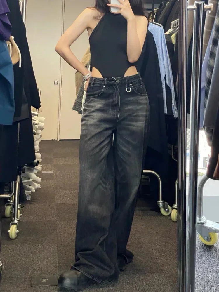 Vintage Wide Leg Jeans – Oversized High Street Baggy Denim Trousers