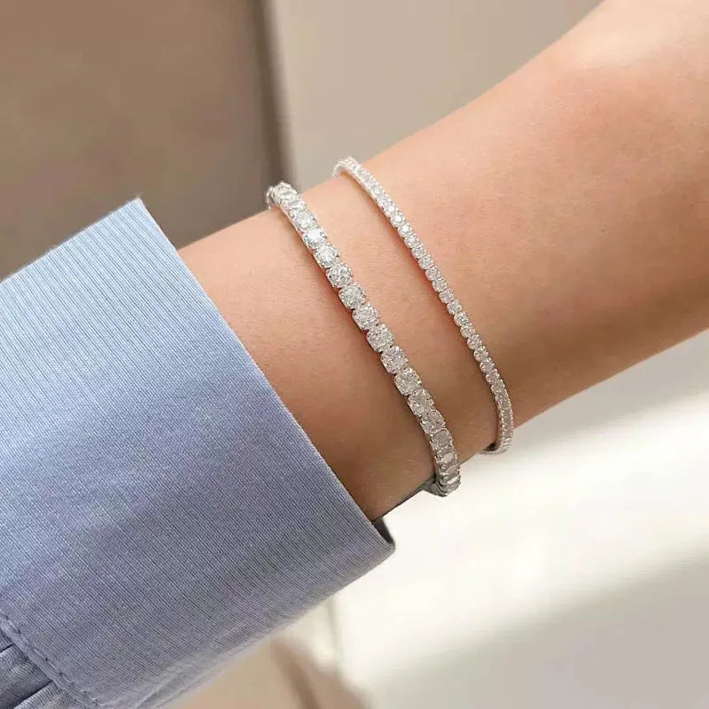 925 Sterling Silver Zircon Bracelet 16cm-19cm