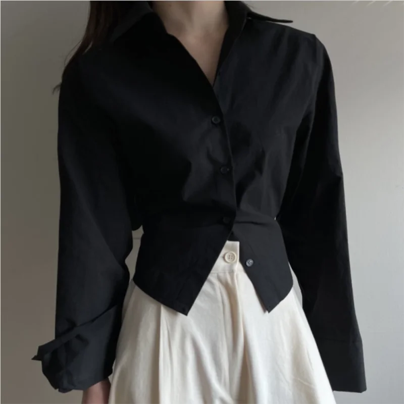 Bandage Chic Long Sleeve Casual Blouse – Solid Collar