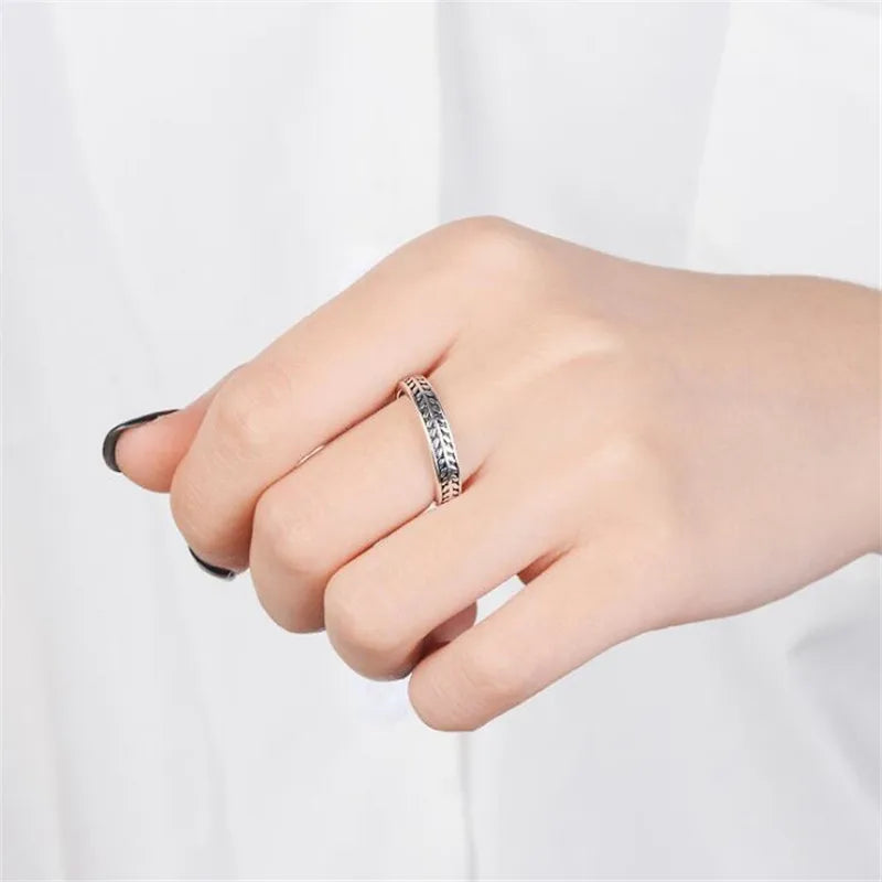 925 Silver Leaf Retro Thai Style Ring
