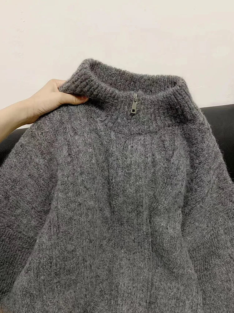 Zipper Cardigan Sweater Coat – Long Sleeve