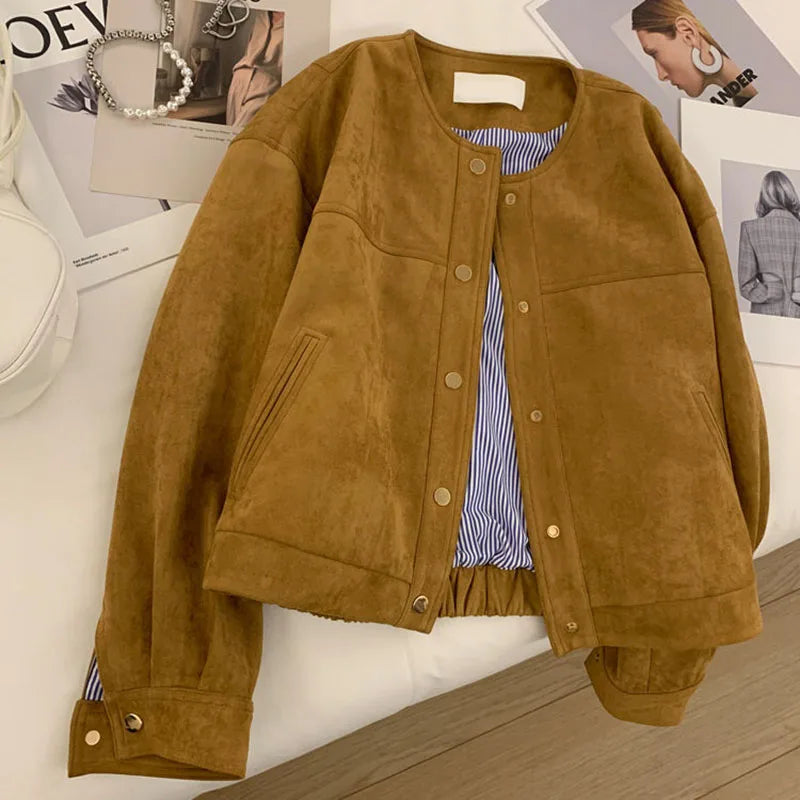 Suede Short Jacket – Camel & Classic