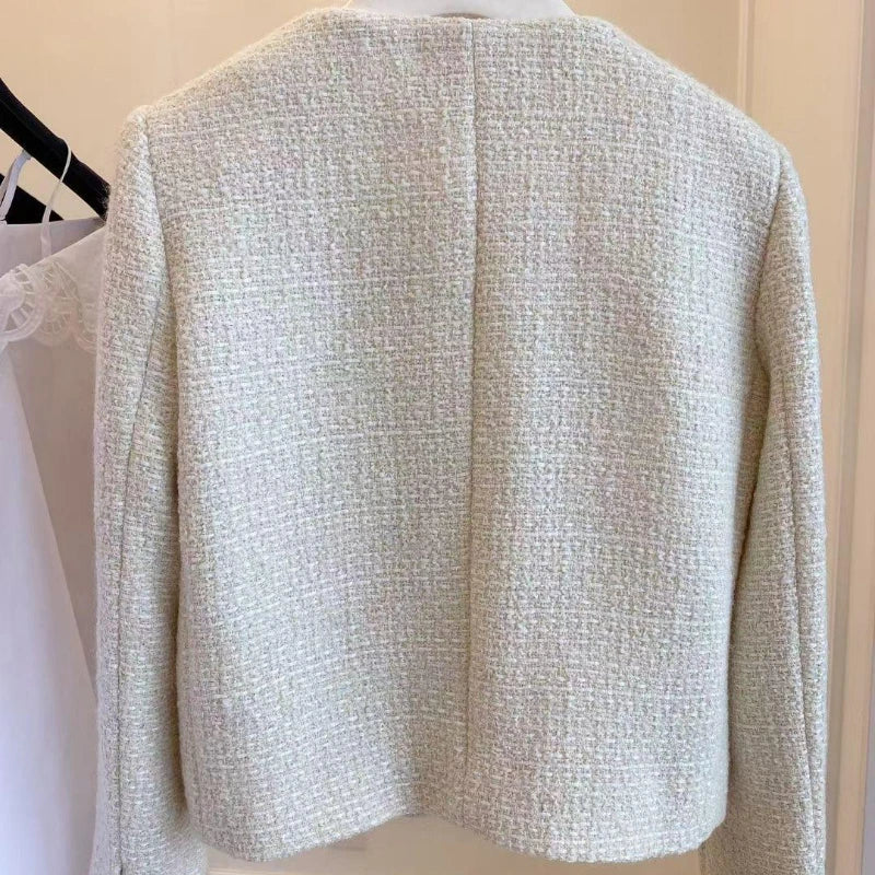Gold Button Wool Tweed Jacket – Short & Elegant