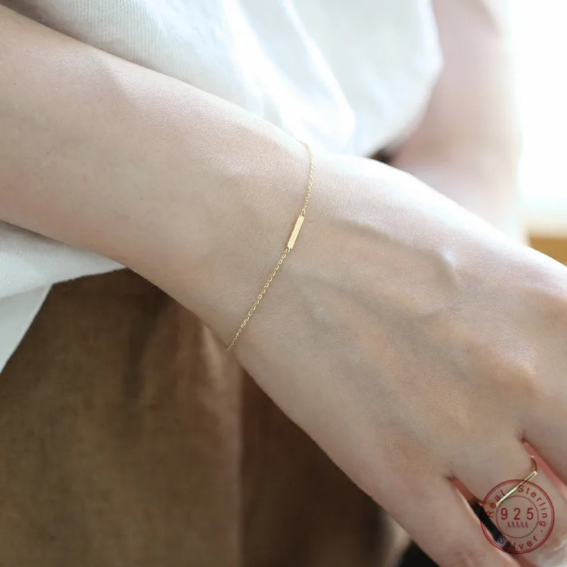 925 Sterling Silver One-Word Stick Chain Bracelet