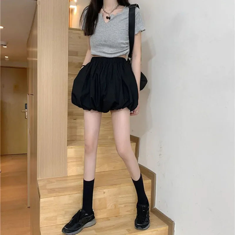 Fluffy Bloomer Shorts – High Waist, Loose & Comfy Spring Style
