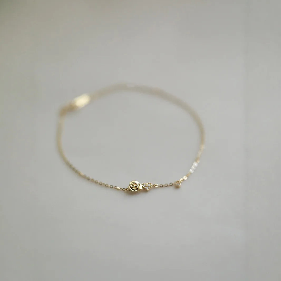 925 Sterling Silver Zircon Rose Bracelet