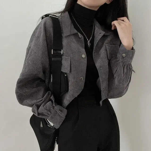 Corduroy Crop Jacket – Vintage Casual Fit