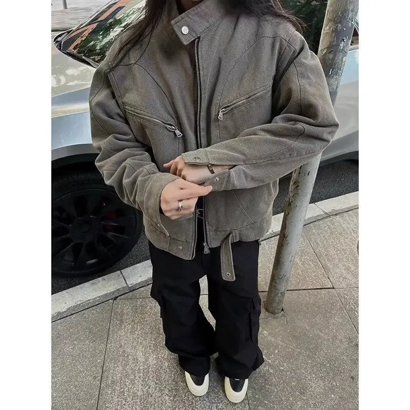 Washed Denim Baseball Jacket